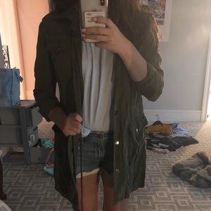 Green trench coat